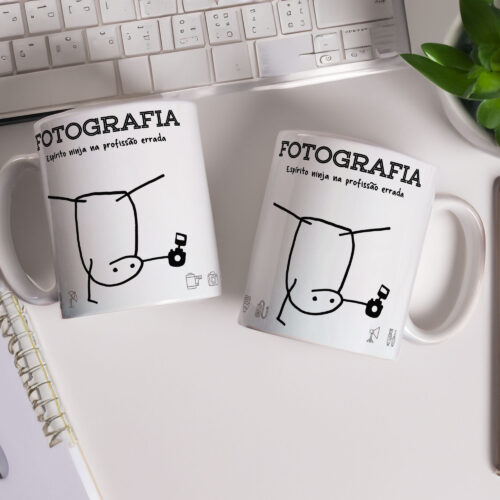 Caneca de Cerâmica Branca 325ml Flork Profissões 05