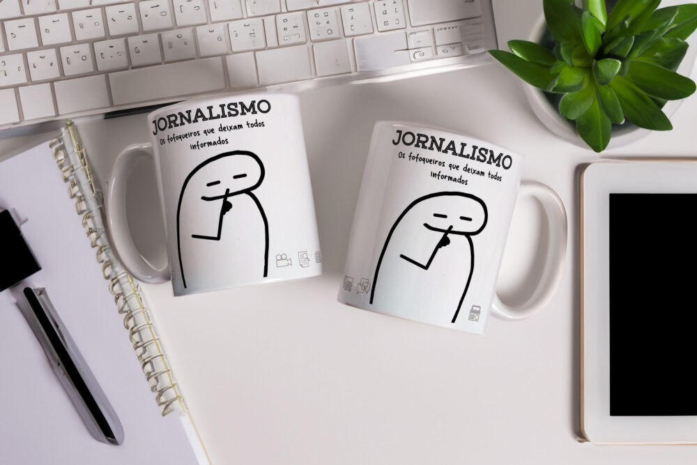 Caneca de Cerâmica Branca 325ml Flork Profissões 06