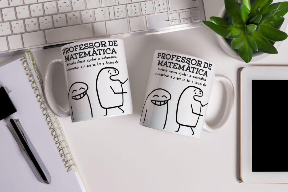 Caneca de Cerâmica Branca 325ml Flork Profissões 09