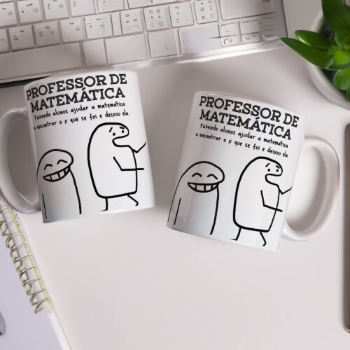 Caneca de Cerâmica Branca 325ml Flork Profissões 09