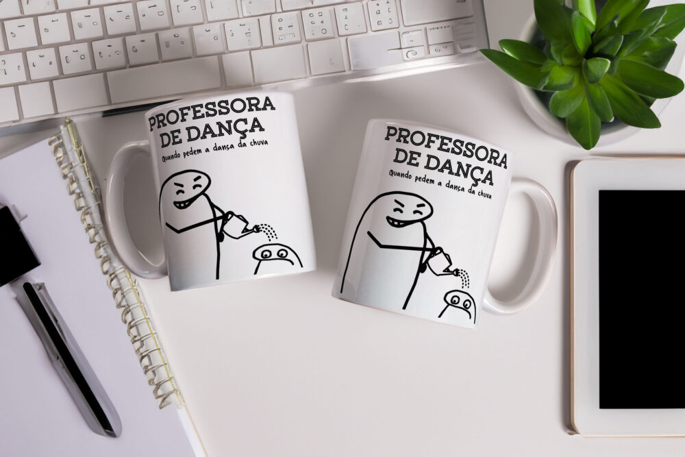Caneca de Cerâmica Branca 325ml Flork Profissões 10