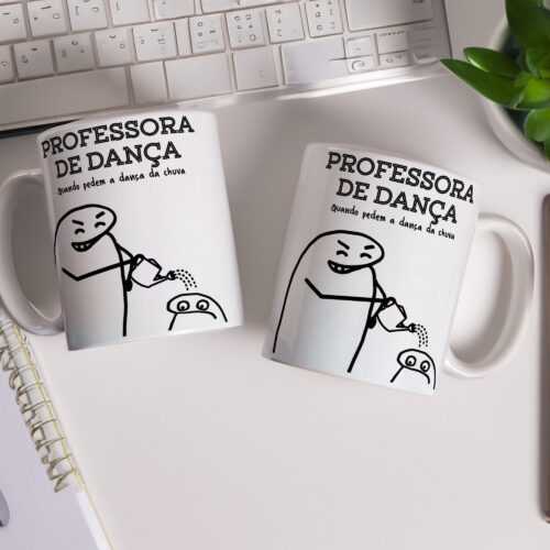 Caneca de Cerâmica Branca 325ml Flork Profissões 10