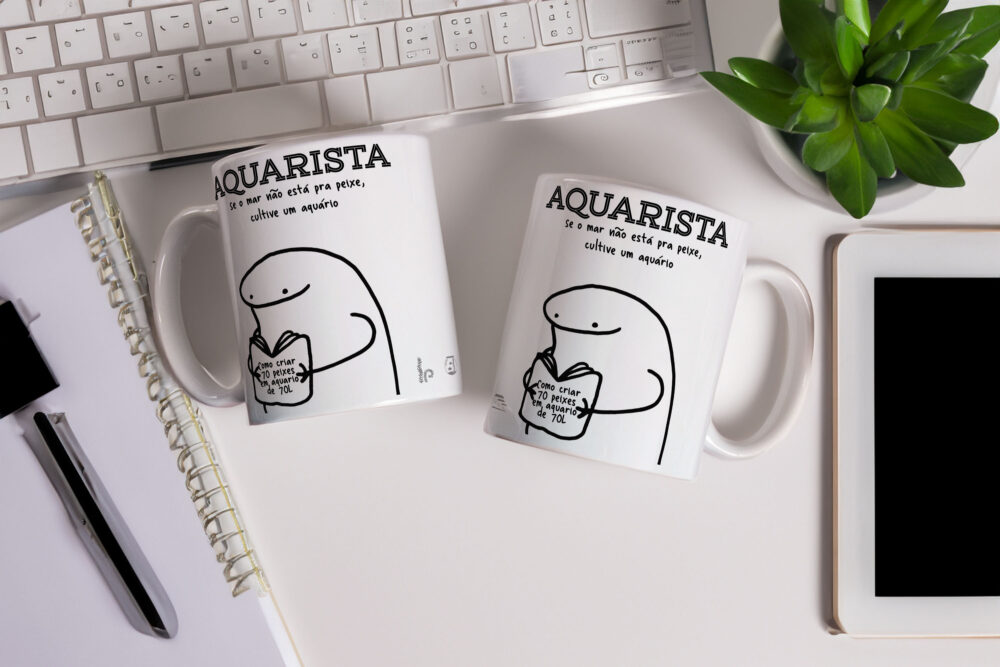 Caneca de Cerâmica Branca 325ml Flork Profissões 12