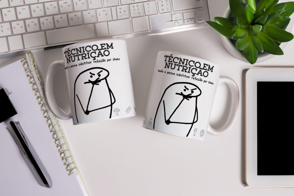 Caneca de Cerâmica Branca 325ml Flork Profissões 13