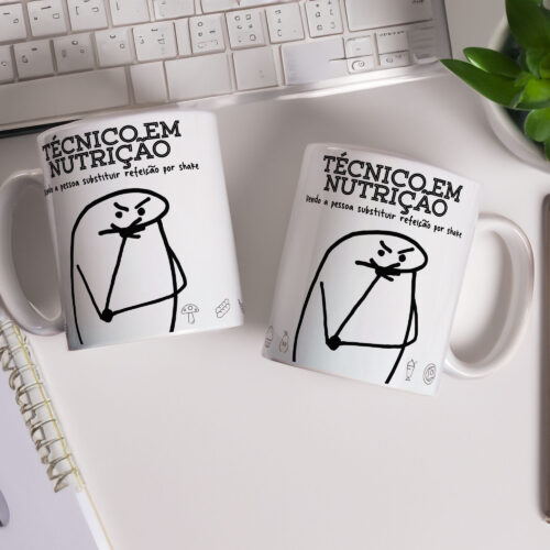 Caneca de Cerâmica Branca 325ml Flork Profissões 13