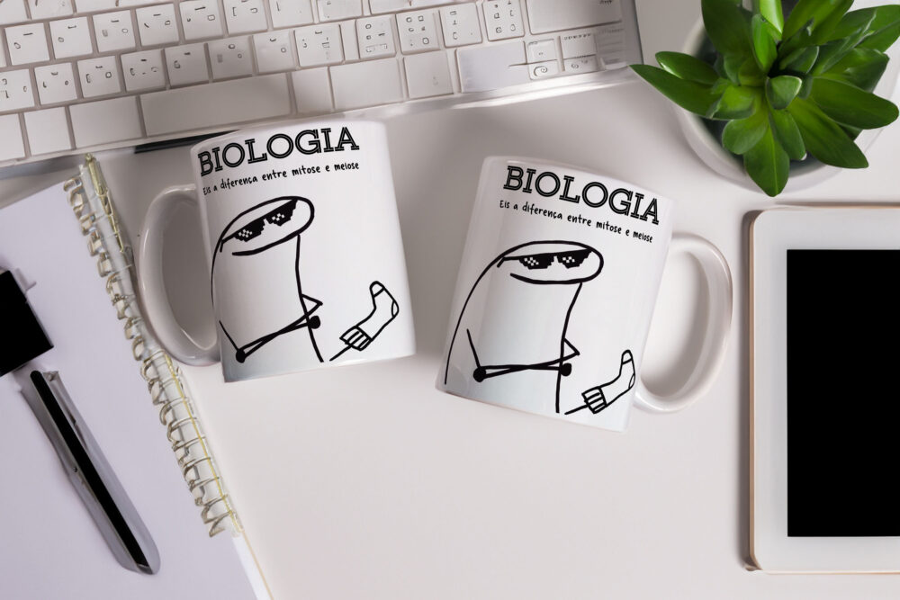 Caneca de Cerâmica Branca 325ml Flork Profissões 14