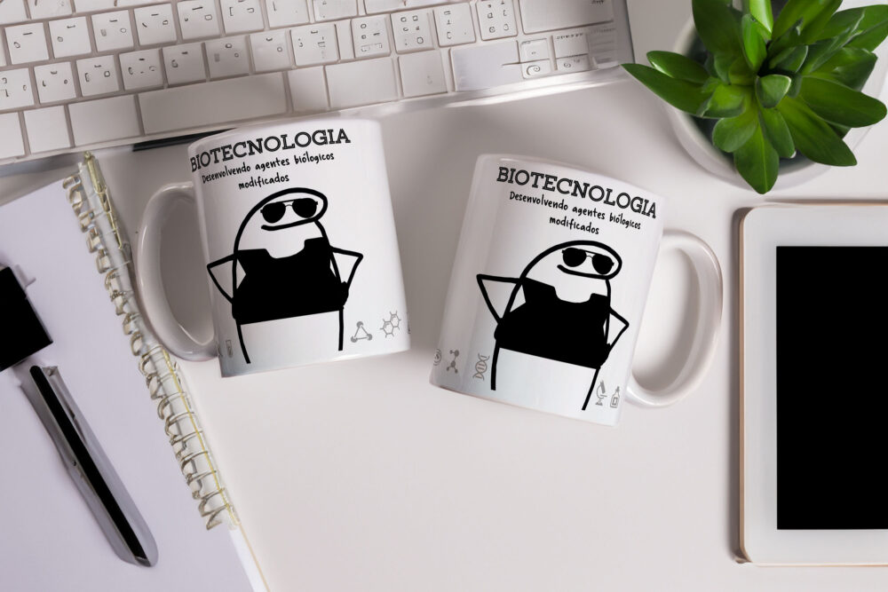 Caneca de Cerâmica Branca 325ml Flork Profissões 15