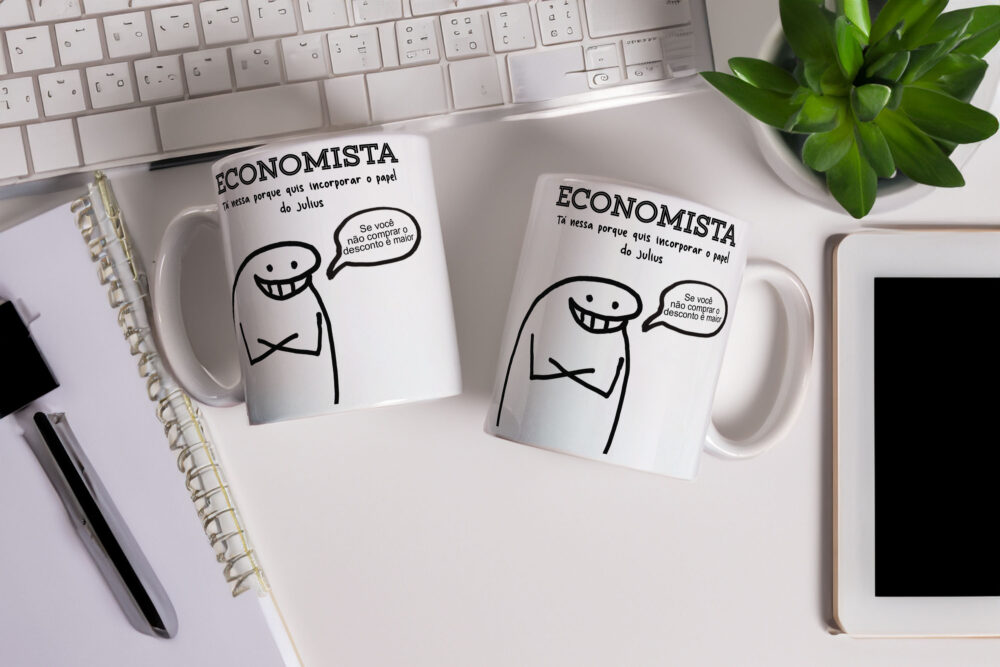Caneca de Cerâmica Branca 325ml Flork Profissões 20