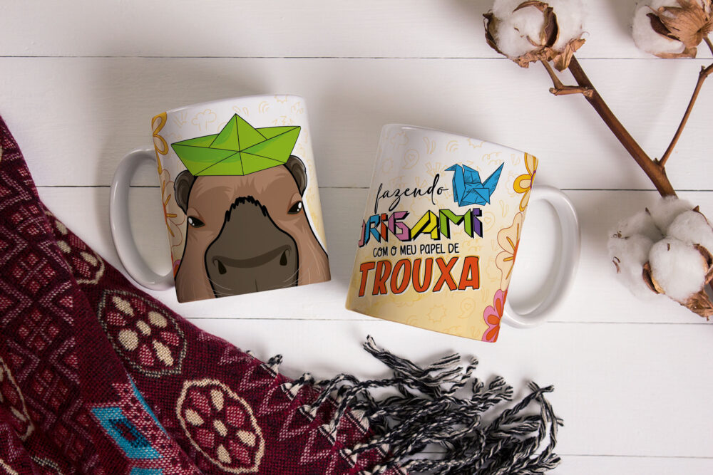 Caneca de Cerâmica Branca 325ml Capivare-se 01