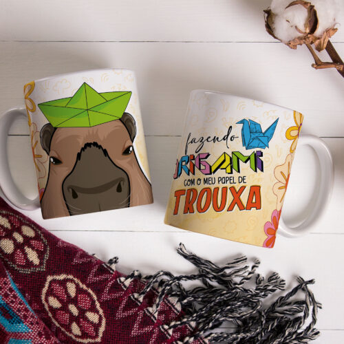 Caneca de Cerâmica Branca 325ml Capivare-se 01