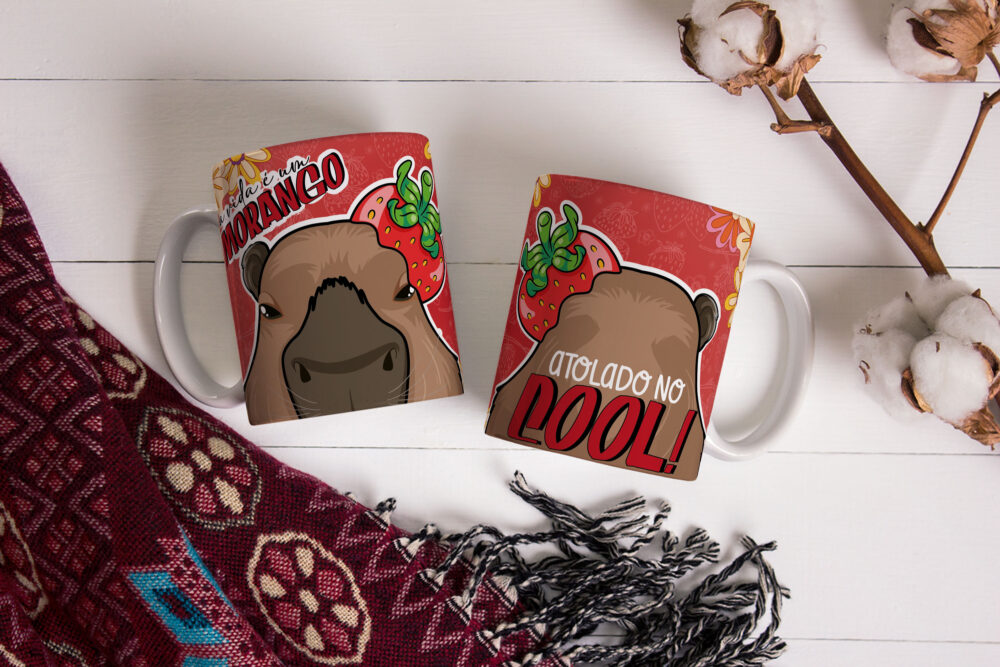Caneca de Cerâmica Branca 325ml Capivare-se 02