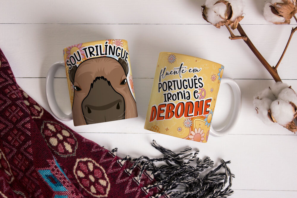 Caneca de Cerâmica Branca 325ml Capivare-se 05