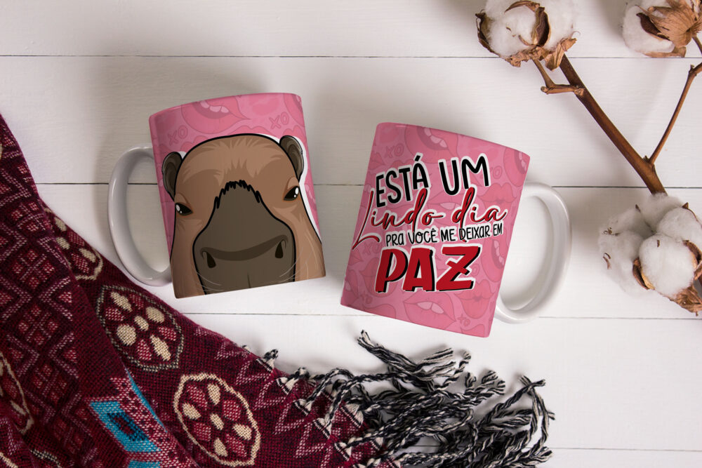 Caneca de Cerâmica Branca 325ml Capivare-se 07