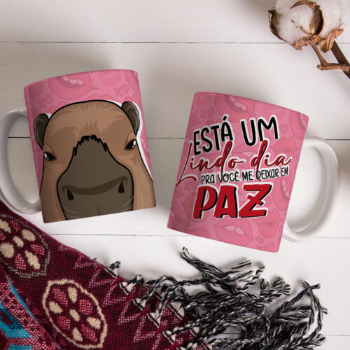Caneca de Cerâmica Branca 325ml Capivare-se 07