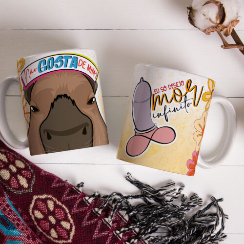 Caneca de Cerâmica Branca 325ml Capivare-se 09