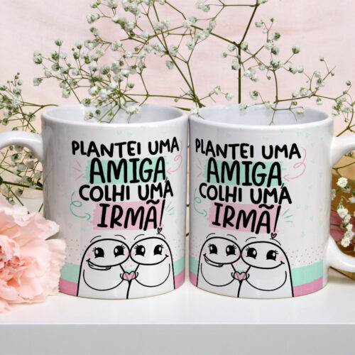 Caneca de Cerâmica Personalizada 325ml Flork Amigas 03