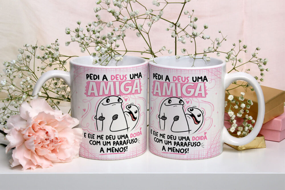 Caneca de Cerâmica Personalizada 325ml Flork Amigas 10