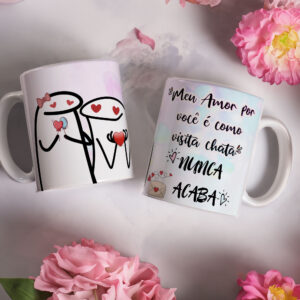 Caneca de Cerâmica Branca 325ml Flork Namorados 07