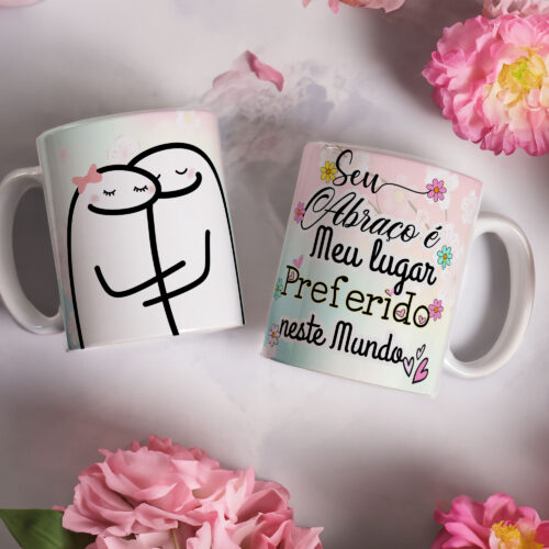 Caneca de Cerâmica Branca 325ml Flork Namorados 10