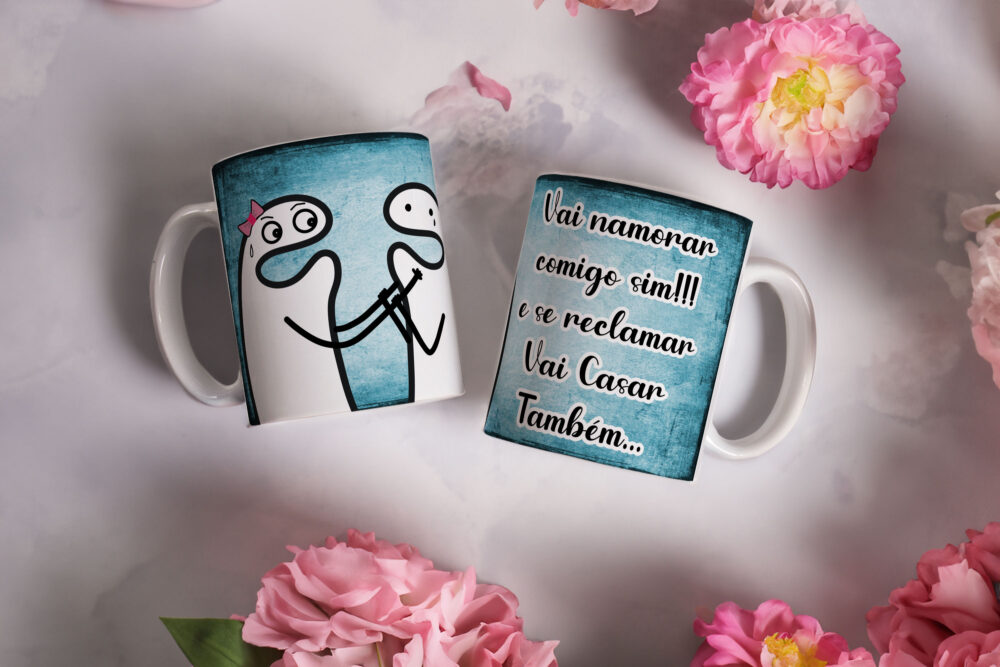 Caneca de Cerâmica Branca 325ml Flork Namorados 11