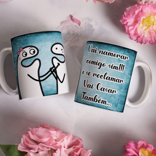 Caneca de Cerâmica Branca 325ml Flork Namorados 11
