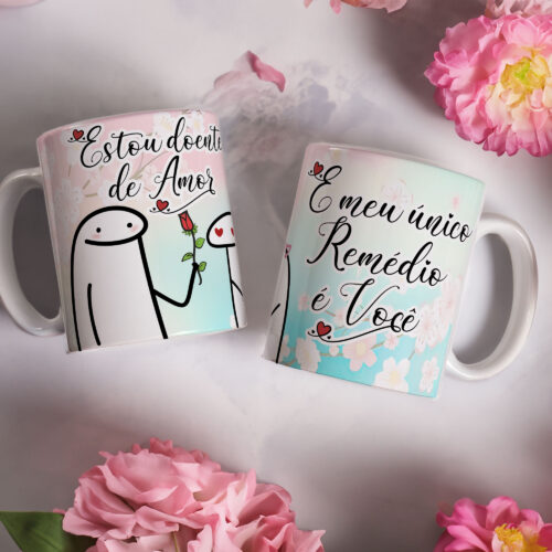 Caneca de Cerâmica Branca 325ml Flork Namorados 12