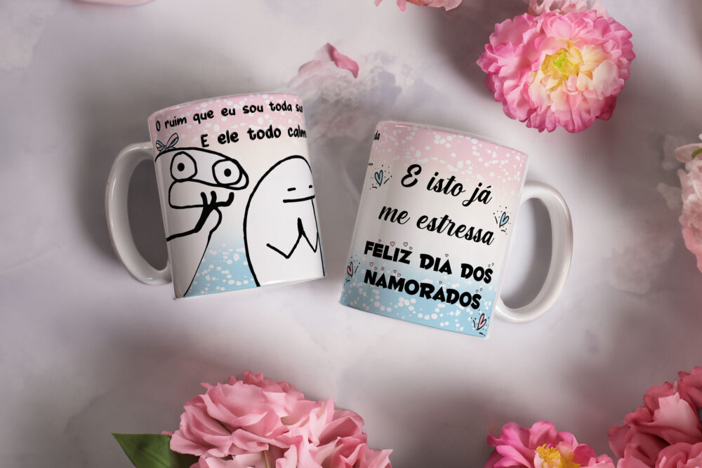 Caneca de Cerâmica Branca 325ml Flork Namorados 15