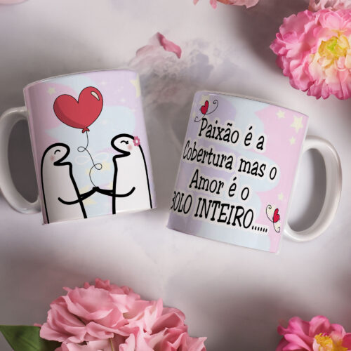 Caneca de Cerâmica Branca 325ml Flork Namorados 16