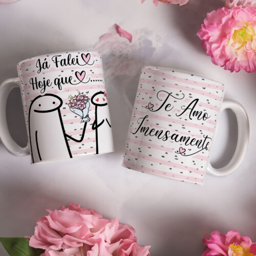 Caneca de Cerâmica Branca 325ml Flork Namorados 17