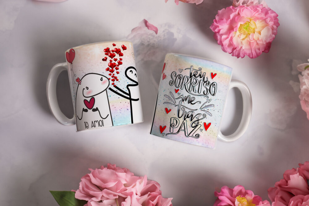 Caneca de Cerâmica Branca 325ml Flork Namorados 20