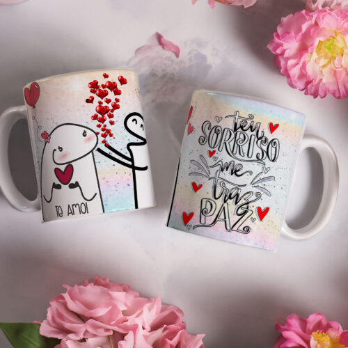 Caneca de Cerâmica Branca 325ml Flork Namorados 20