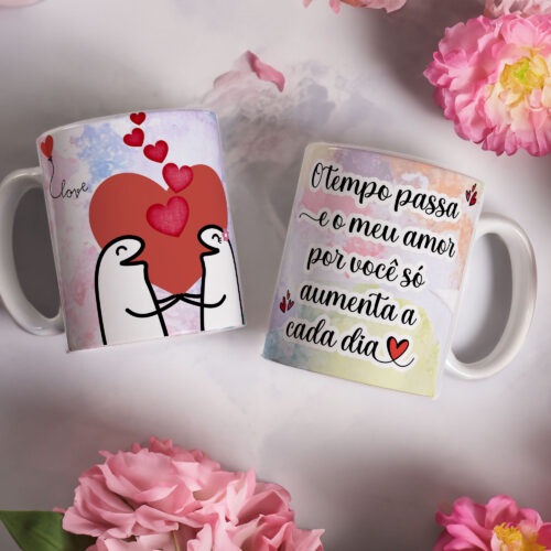 Caneca de Cerâmica Branca 325ml Flork Namorados 21