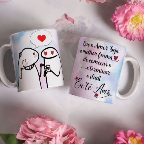 Caneca de Cerâmica Branca 325ml Flork Namorados 22
