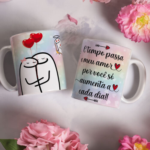 Caneca de Cerâmica Branca 325ml Flork Namorados 23
