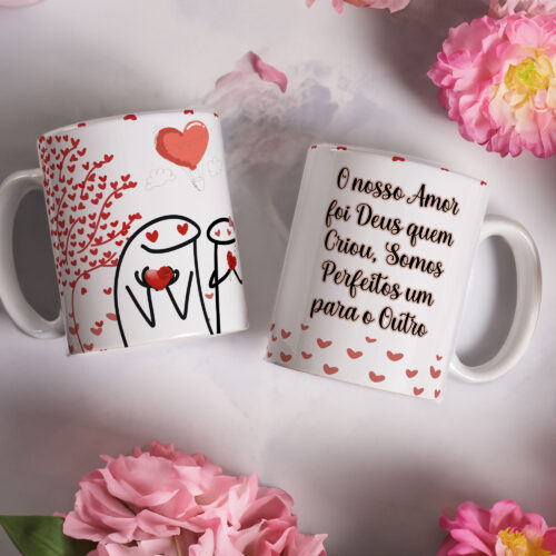Caneca de Cerâmica Branca 325ml Flork Namorados 24