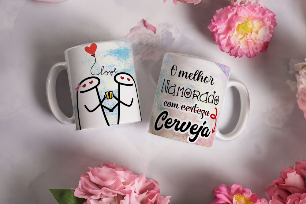 Caneca de Cerâmica Branca 325ml Flork Namorados 26