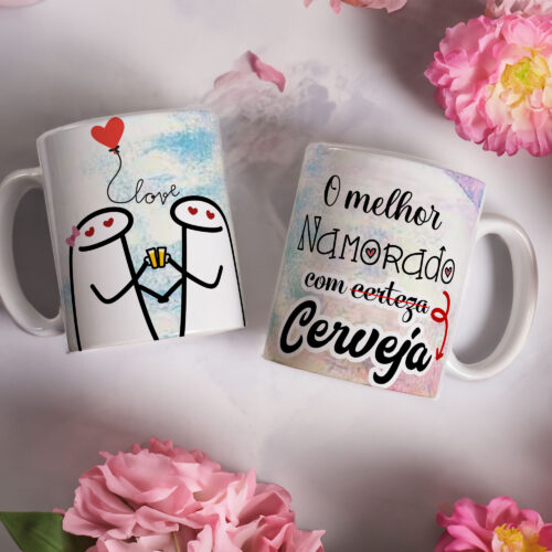 Caneca de Cerâmica Branca 325ml Flork Namorados 26
