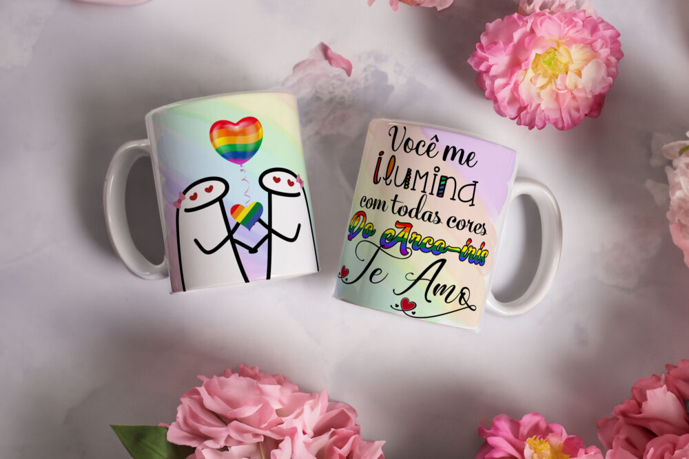 Caneca de Cerâmica Branca 325ml Flork Namorados 27