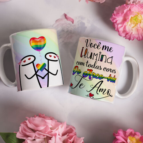 Caneca de Cerâmica Branca 325ml Flork Namorados 27