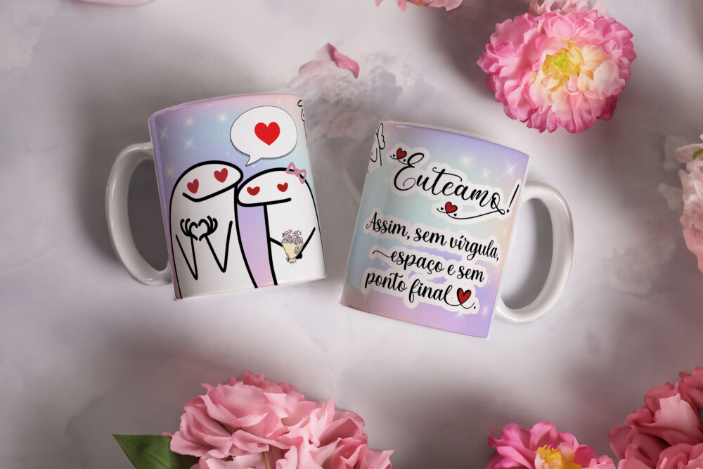 Caneca de Cerâmica Branca 325ml Flork Namorados 29