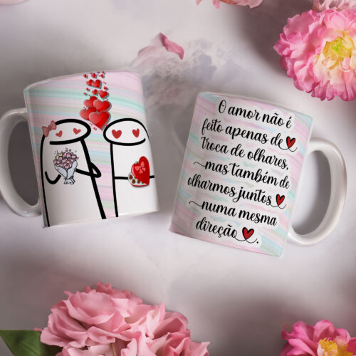 Caneca de Cerâmica Branca 325ml Flork Namorados 30