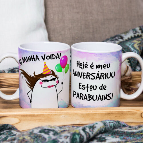 Caneca de Cerâmica Personalizada 325ml Flork Parabéns 01