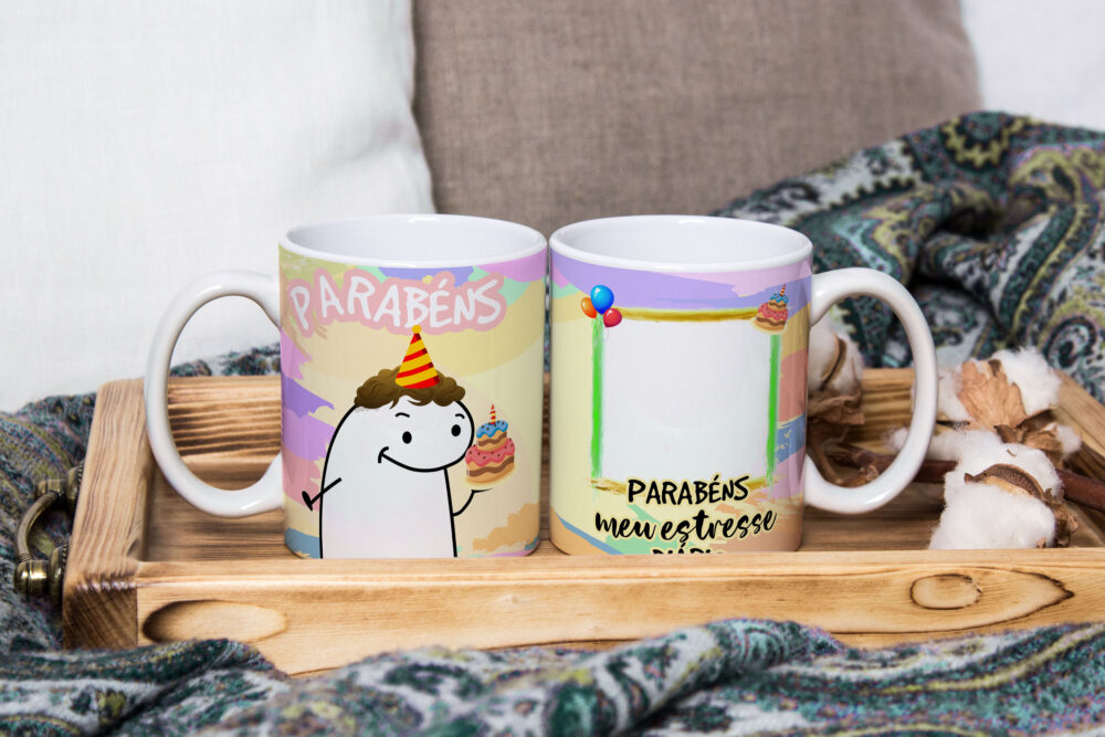 Caneca de Cerâmica Personalizada 325ml Flork Parabéns 02