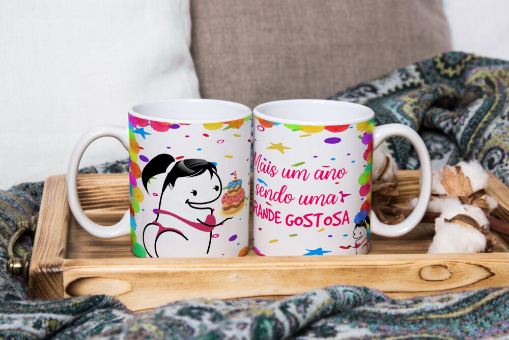 Caneca de Cerâmica Personalizada 325ml Flork Parabéns 03
