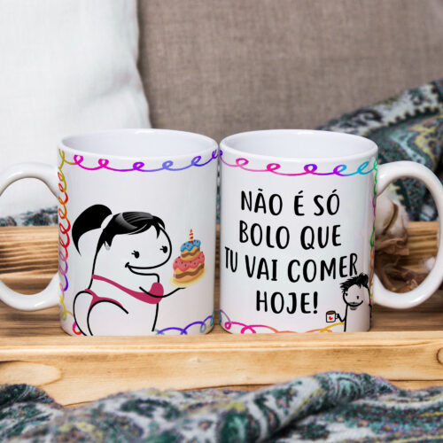 Caneca de Cerâmica Personalizada 325ml Flork Parabéns 06