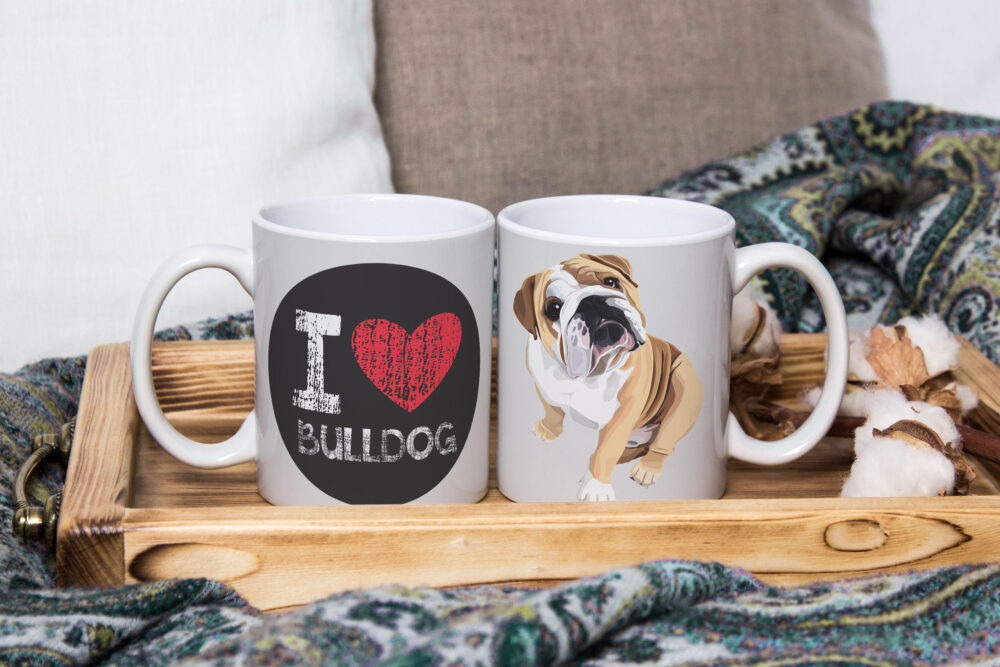 Caneca de Cerâmica Branca 325ml I Love Pet Bulldog