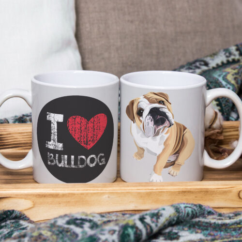 Caneca de Cerâmica Branca 325ml I Love Pet Bulldog