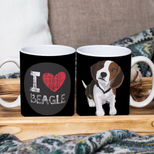 Caneca de Cerâmica Branca 325ml I Love Pet Beagle