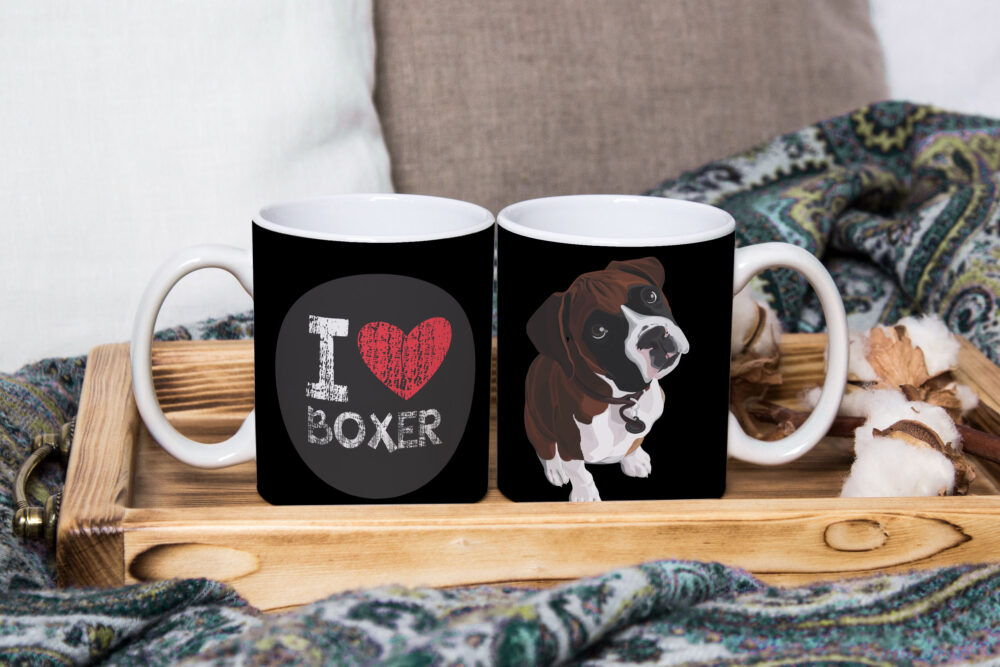 Caneca de Cerâmica Branca 325ml I Love Pet Boxer