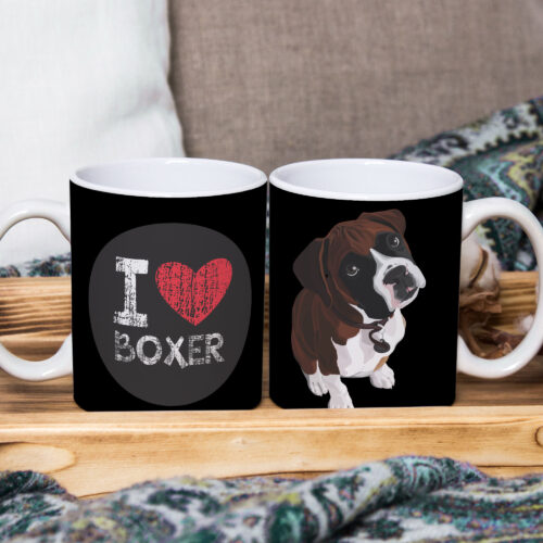 Caneca de Cerâmica Branca 325ml I Love Pet Boxer
